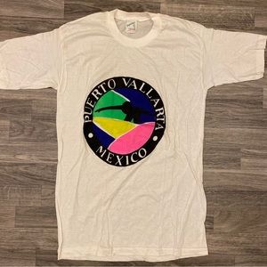 ‘90s VTG Puerto Vallarta T-Shirt L Measurement Single Stitch White Good Conditi